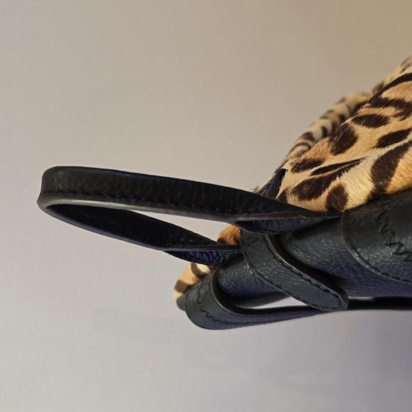 Aimee Kestenberg Calf Fur Black Animal leopard print backpack Leather Purse HOT - Picture 7 of 15